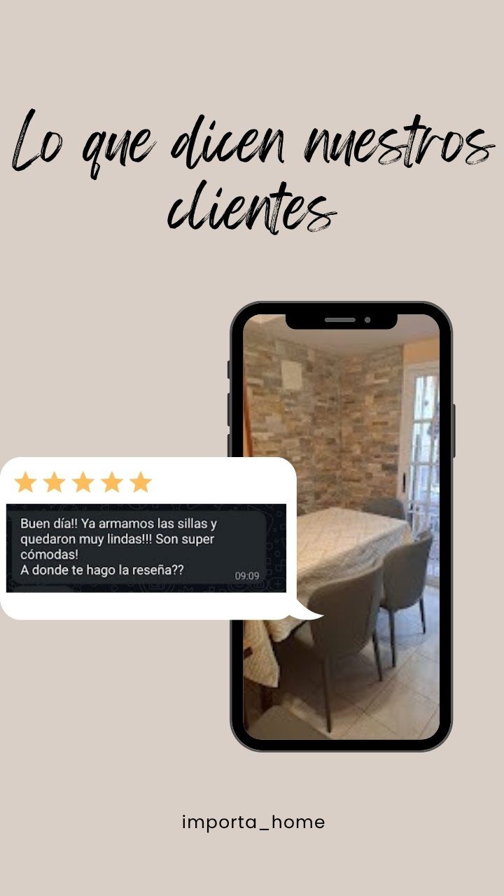 Reseña de un cliente con la foto de sus sillas armadas