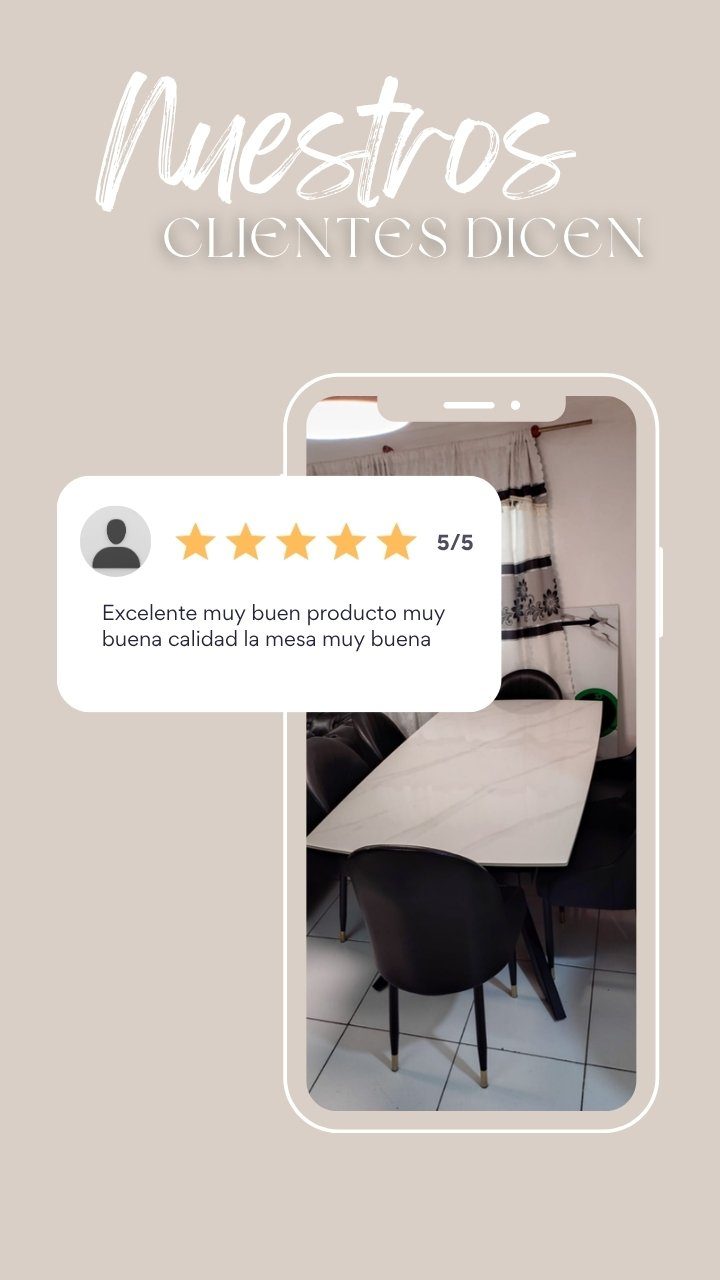 Reseña de un cliente con la foto de su comedor